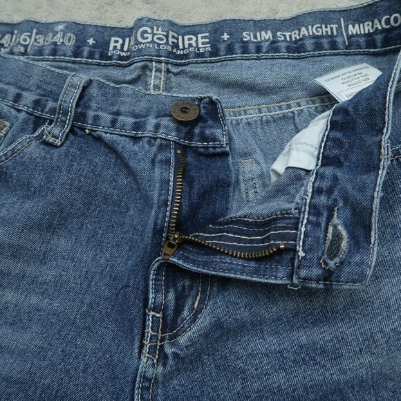 Ring of Fire Jeans Men Fits 35x29 (Size 36x30) Blue Slim Straight Denim - Picture 3 of 16